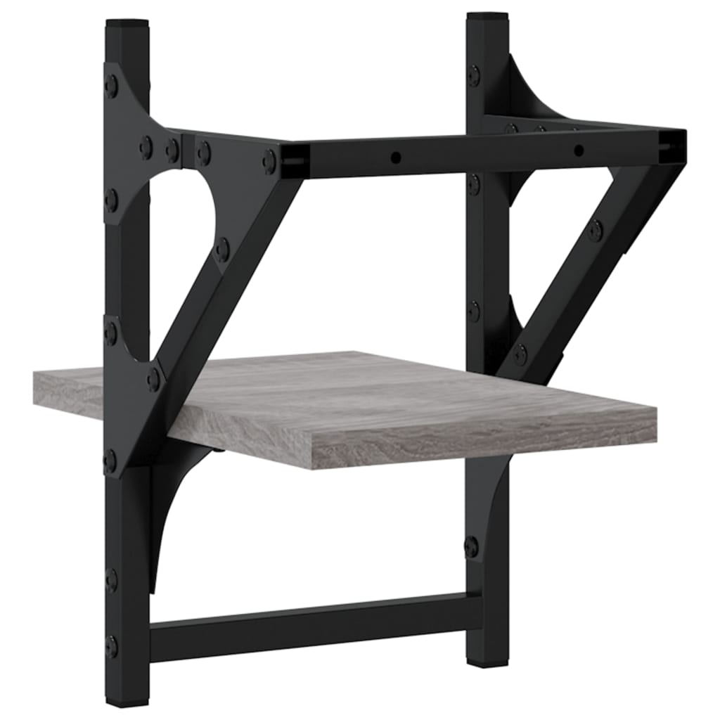 Wandschappen met stangen 2 st 20x25x30 cm grijs sonoma eiken is nu te koop bij PeponiXL, paradijselijk wonen!