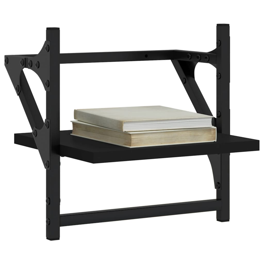 Wandschappen met stangen 2 st 30x25x30 cm zwart is nu te koop bij PeponiXL, paradijselijk wonen!