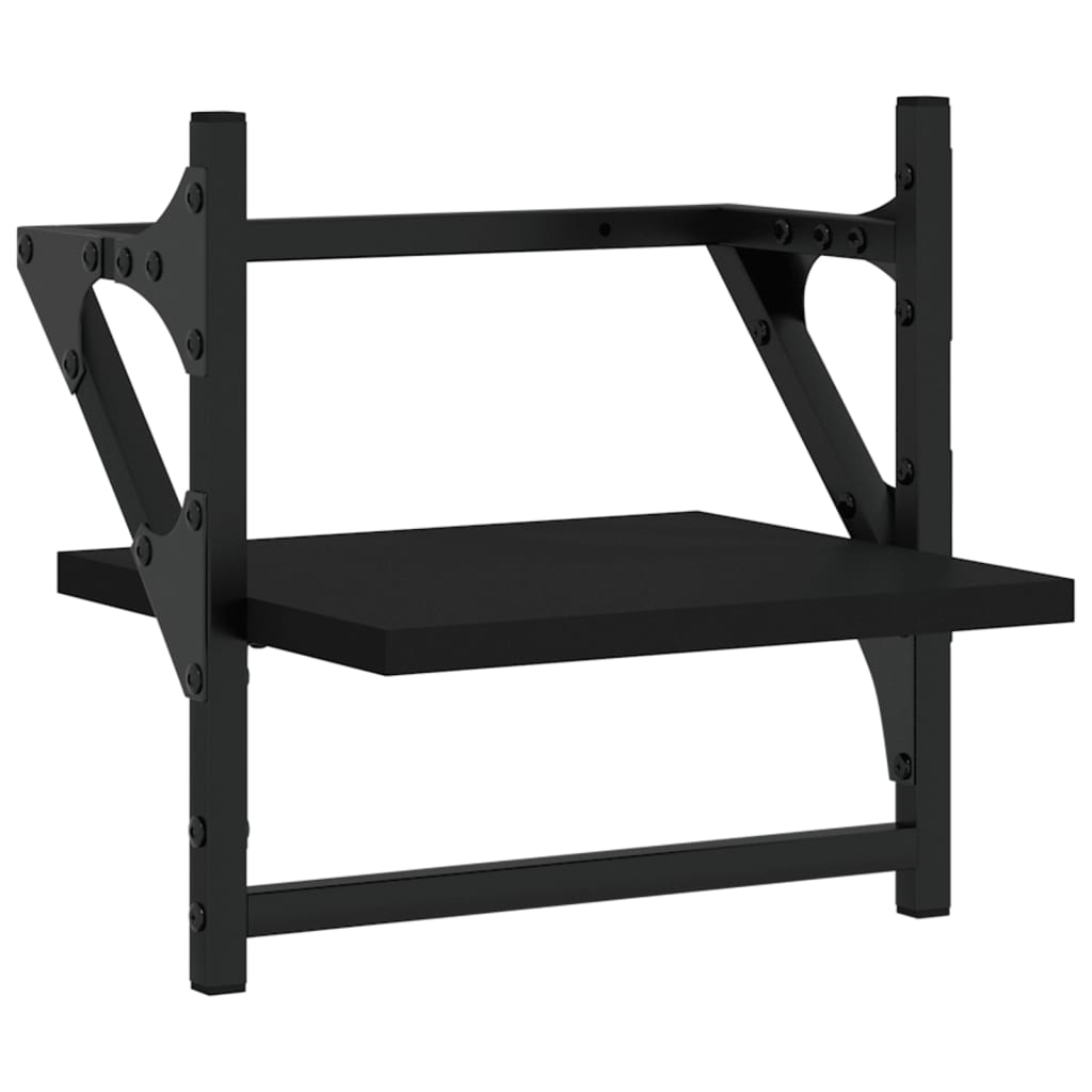 Wandschappen met stangen 2 st 30x25x30 cm zwart is nu te koop bij PeponiXL, paradijselijk wonen!