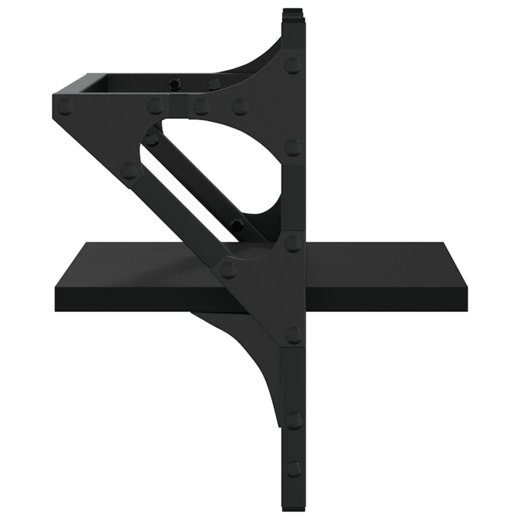 Wandschappen met stangen 2 st 30x25x30 cm zwart is nu te koop bij PeponiXL, paradijselijk wonen!