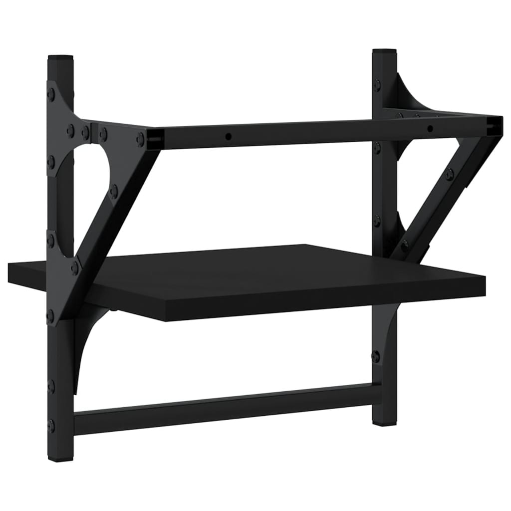 Wandschappen met stangen 2 st 30x25x30 cm zwart is nu te koop bij PeponiXL, paradijselijk wonen!
