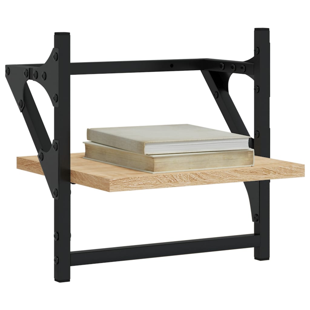 Wandschappen met stangen 2 st 30x25x30 cm sonoma eikenkleurig is nu te koop bij PeponiXL, paradijselijk wonen!