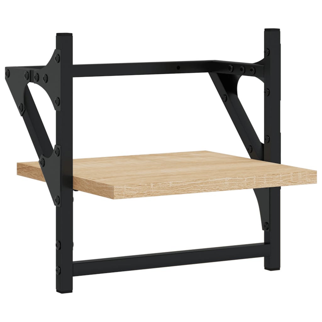 Wandschappen met stangen 2 st 30x25x30 cm sonoma eikenkleurig is nu te koop bij PeponiXL, paradijselijk wonen!