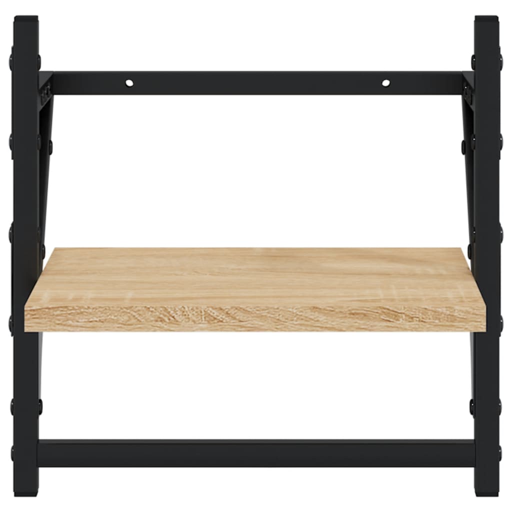 Wandschappen met stangen 2 st 30x25x30 cm sonoma eikenkleurig is nu te koop bij PeponiXL, paradijselijk wonen!