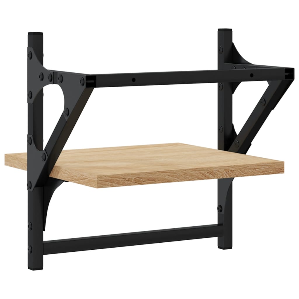 Wandschappen met stangen 2 st 30x25x30 cm sonoma eikenkleurig is nu te koop bij PeponiXL, paradijselijk wonen!
