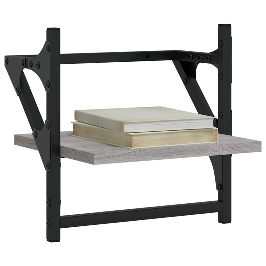 Wandschappen met stangen 2 st 30x25x30 cm grijs sonoma eiken is nu te koop bij PeponiXL, paradijselijk wonen!