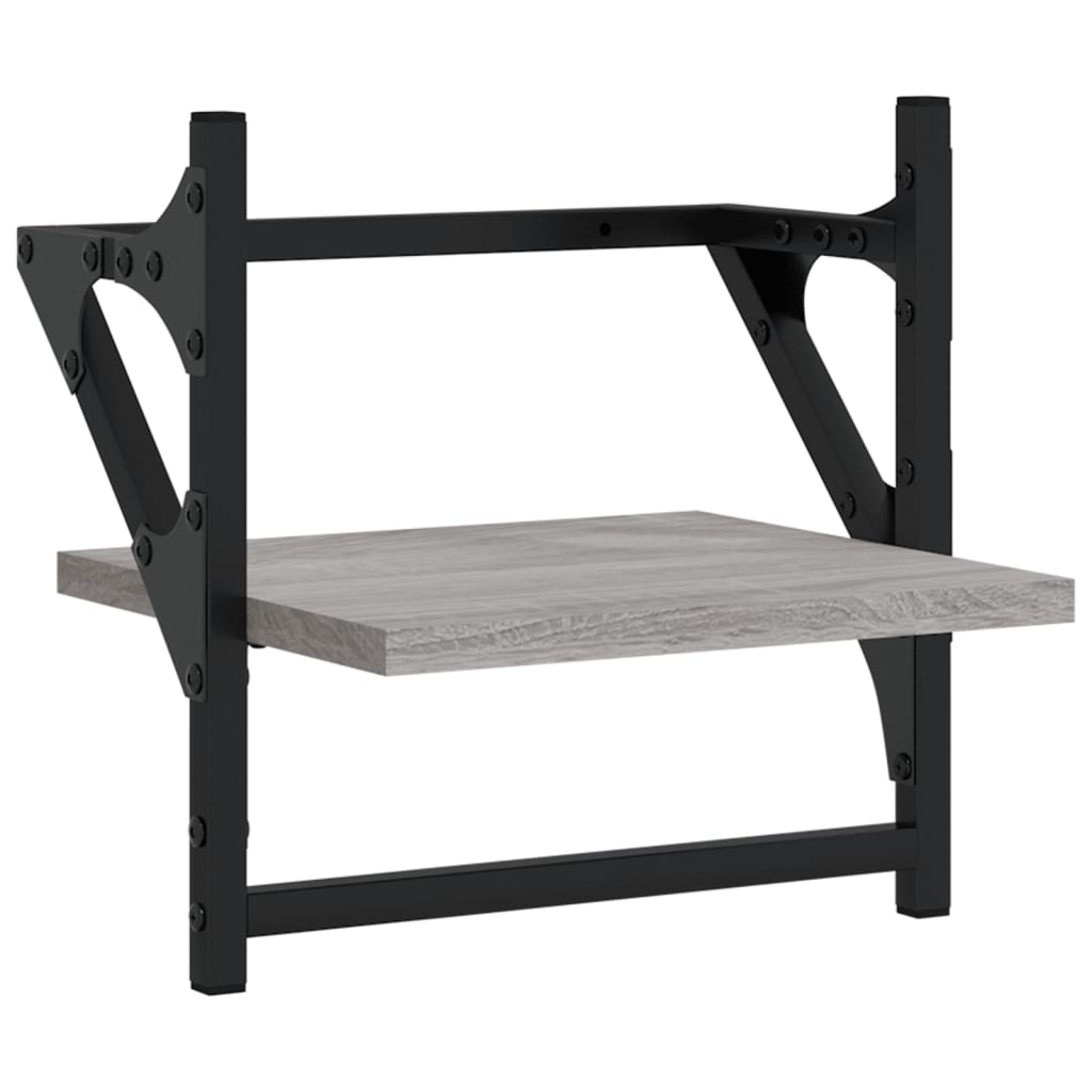 Wandschappen met stangen 2 st 30x25x30 cm grijs sonoma eiken is nu te koop bij PeponiXL, paradijselijk wonen!