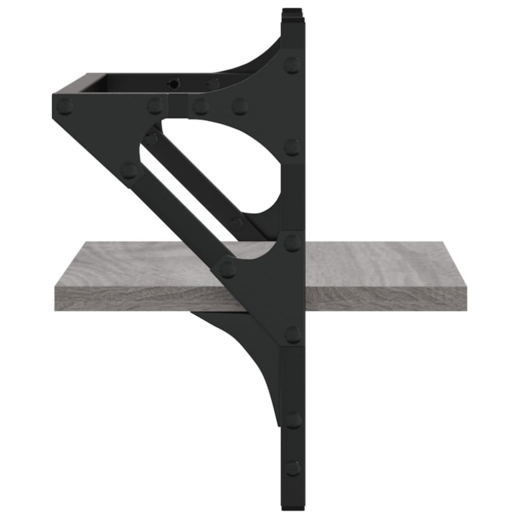 Wandschappen met stangen 2 st 30x25x30 cm grijs sonoma eiken is nu te koop bij PeponiXL, paradijselijk wonen!