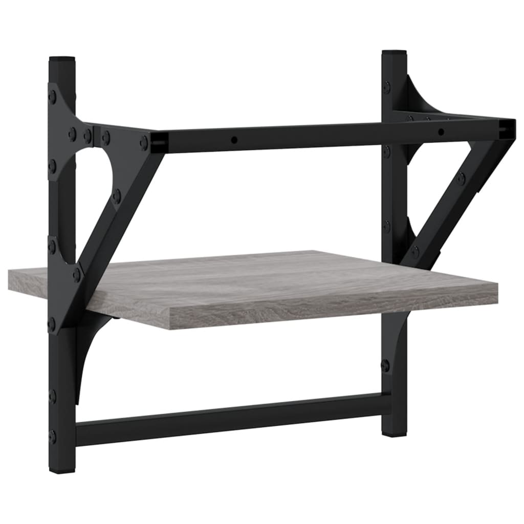 Wandschappen met stangen 2 st 30x25x30 cm grijs sonoma eiken is nu te koop bij PeponiXL, paradijselijk wonen!