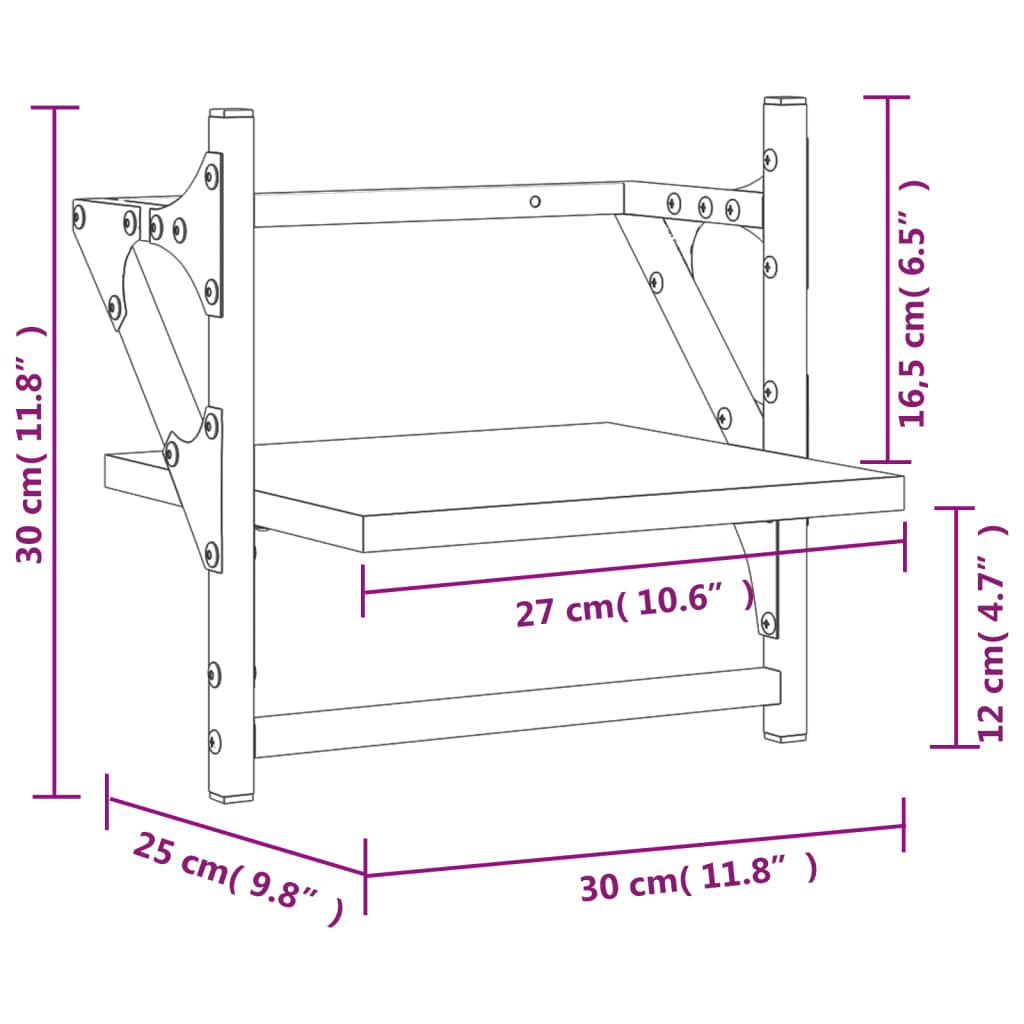 Wandschappen met stangen 2 st 30x25x30 cm grijs sonoma eiken is nu te koop bij PeponiXL, paradijselijk wonen!