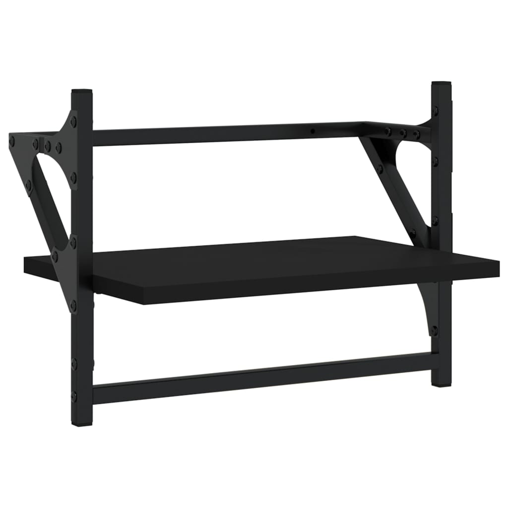 Wandschappen met stangen 2 st 40x25x30 cm zwart is nu te koop bij PeponiXL, paradijselijk wonen!