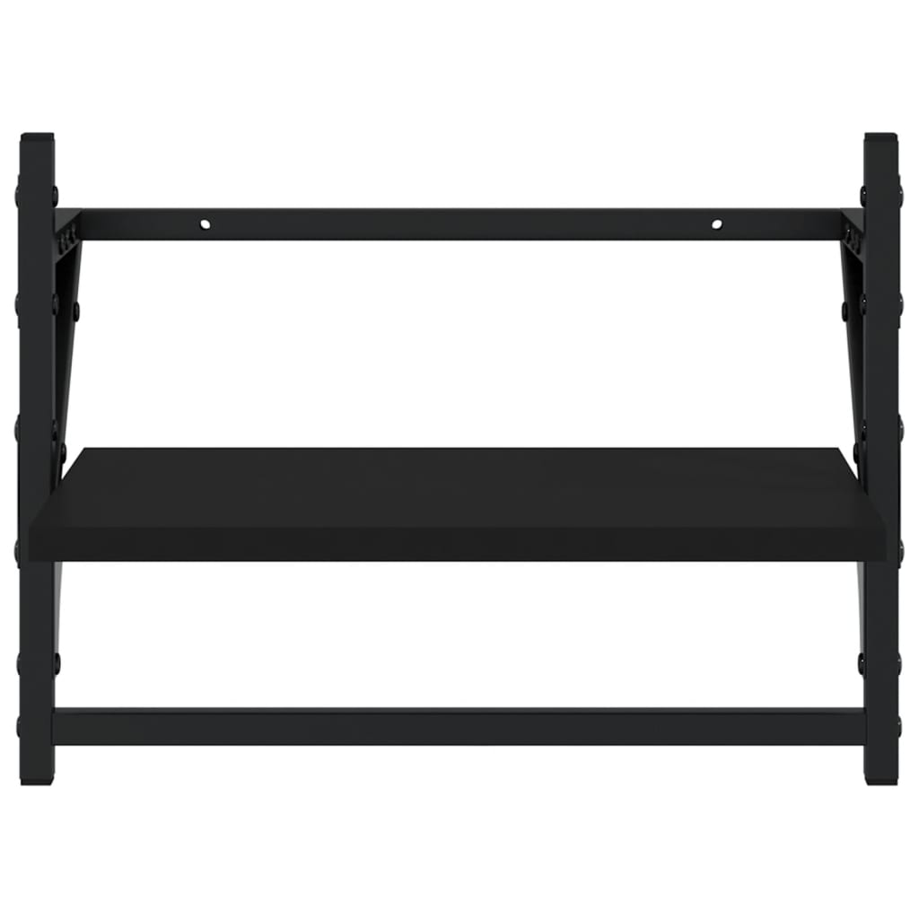 Wandschappen met stangen 2 st 40x25x30 cm zwart is nu te koop bij PeponiXL, paradijselijk wonen!