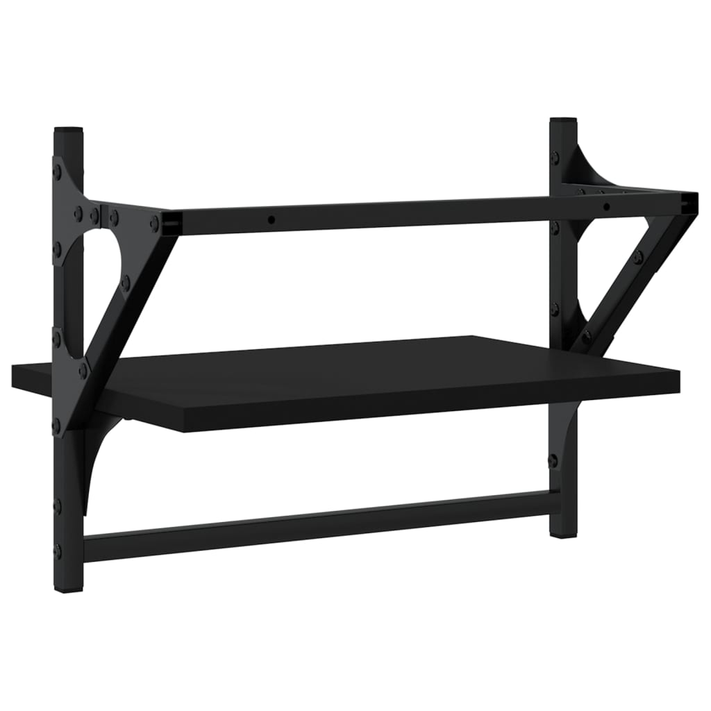 Wandschappen met stangen 2 st 40x25x30 cm zwart is nu te koop bij PeponiXL, paradijselijk wonen!