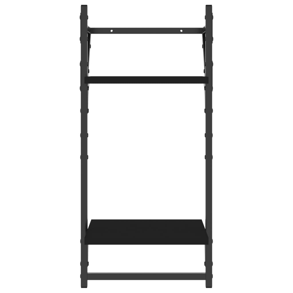 Wandschappen 2-laags met stangen 2 st 30x25x65 cm zwart is nu te koop bij PeponiXL, paradijselijk wonen!