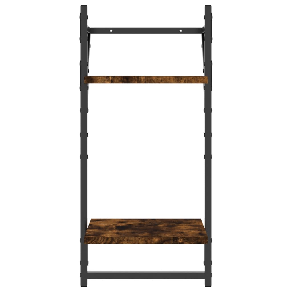 Wandschappen 2-laags met stangen 2 st 30x25x65 cm gerookt eiken is nu te koop bij PeponiXL, paradijselijk wonen!