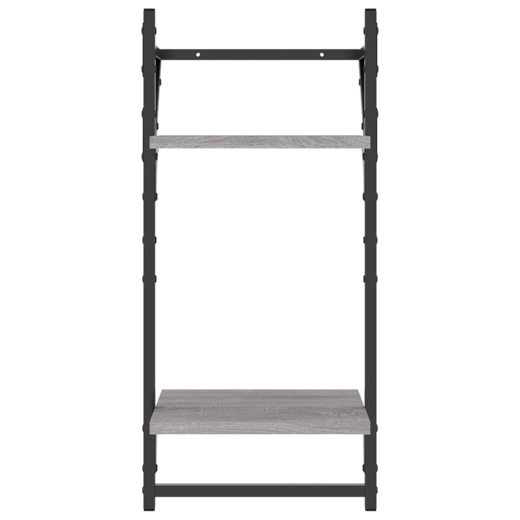 Wandschappen 2-laags met stangen 2 st 30x25x65 cm grijs sonoma is nu te koop bij PeponiXL, paradijselijk wonen!