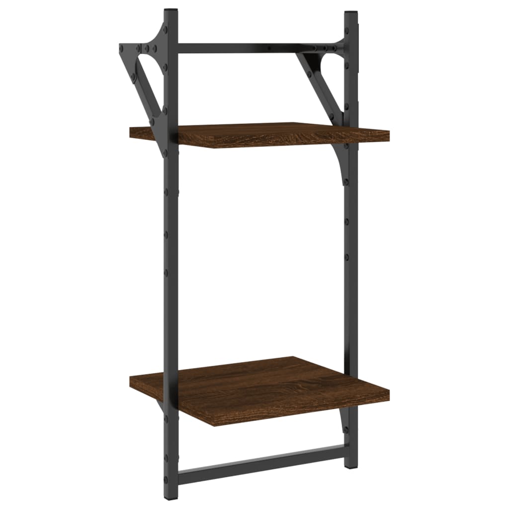 Wandschappen 2-laags met stangen 2 st 30x25x65 cm bruineiken is nu te koop bij PeponiXL, paradijselijk wonen!