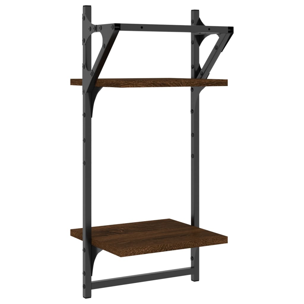 Wandschappen 2-laags met stangen 2 st 30x25x65 cm bruineiken is nu te koop bij PeponiXL, paradijselijk wonen!
