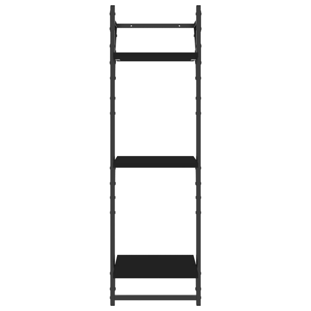 Wandschappen 3-laags met stangen 2 st 30x25x100 cm zwart is nu te koop bij PeponiXL, paradijselijk wonen!