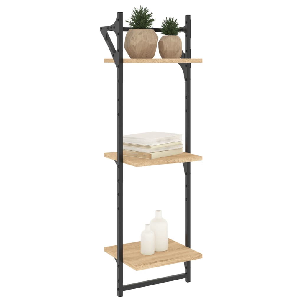 Wandschappen 3-laags met stangen 2 st 30x25x100 cm sonoma eiken is nu te koop bij PeponiXL, paradijselijk wonen!
