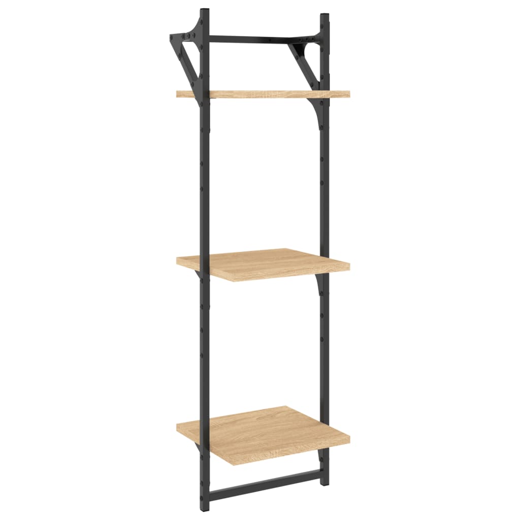 Wandschappen 3-laags met stangen 2 st 30x25x100 cm sonoma eiken is nu te koop bij PeponiXL, paradijselijk wonen!
