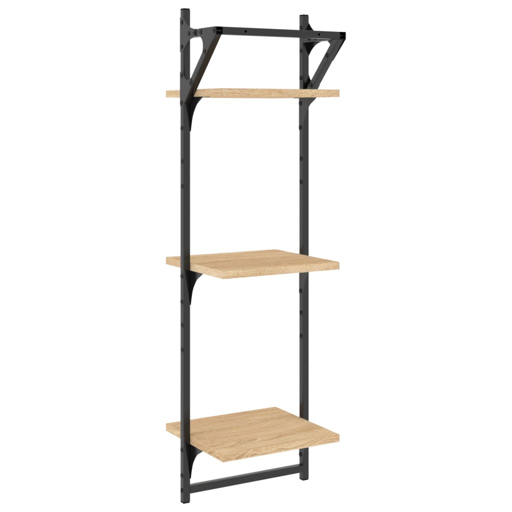 Wandschappen 3-laags met stangen 2 st 30x25x100 cm sonoma eiken is nu te koop bij PeponiXL, paradijselijk wonen!