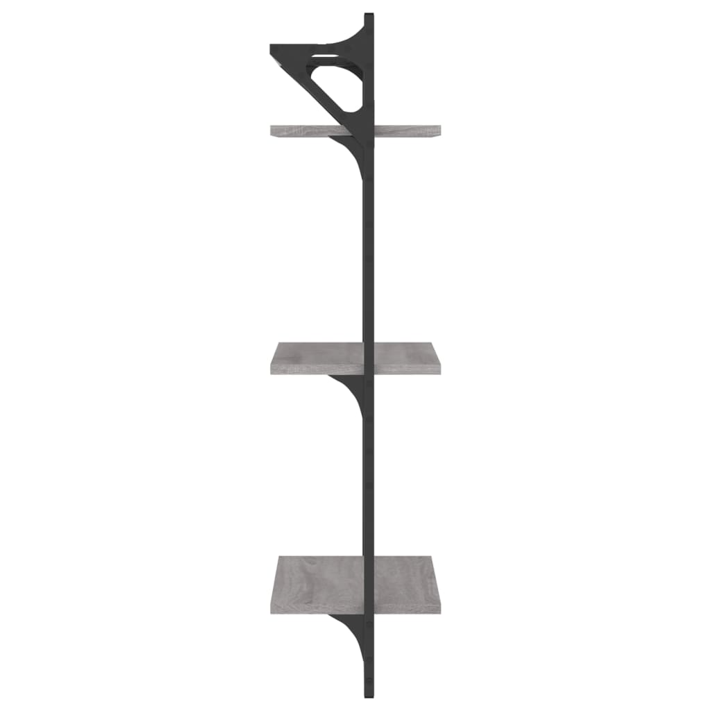 Wandschappen 3-laags met stangen 2 st 30x25x100 cm grijs sonoma is nu te koop bij PeponiXL, paradijselijk wonen!