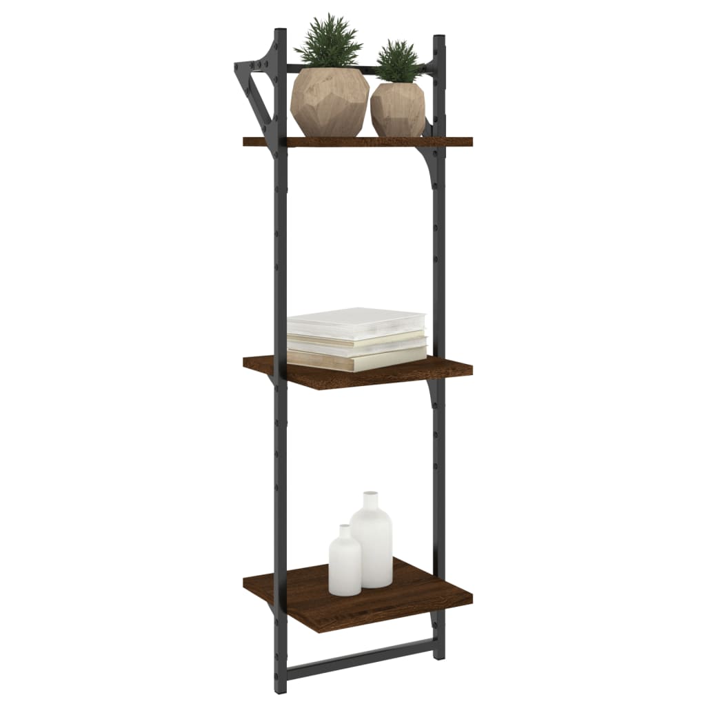 Wandschappen 3-laags met stangen 2 st 30x25x100 cm bruineiken is nu te koop bij PeponiXL, paradijselijk wonen!