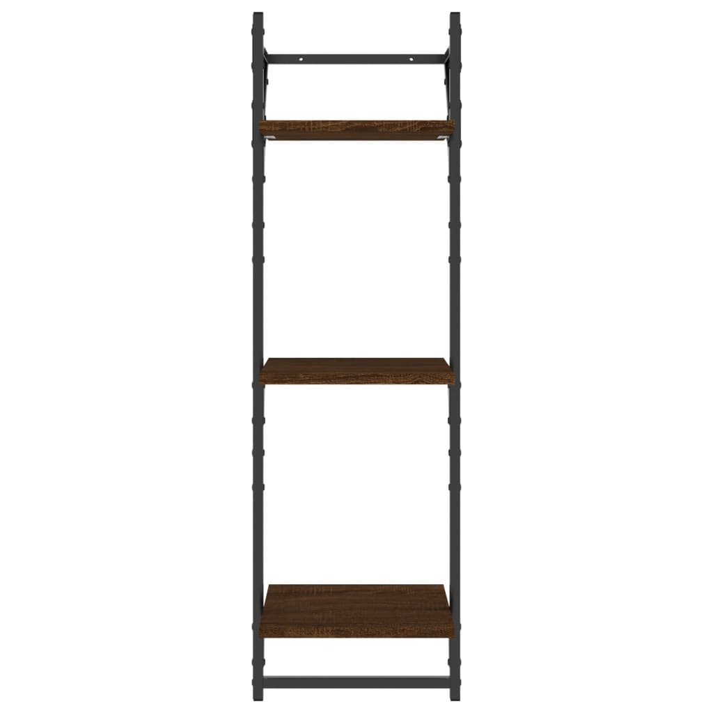 Wandschappen 3-laags met stangen 2 st 30x25x100 cm bruineiken is nu te koop bij PeponiXL, paradijselijk wonen!