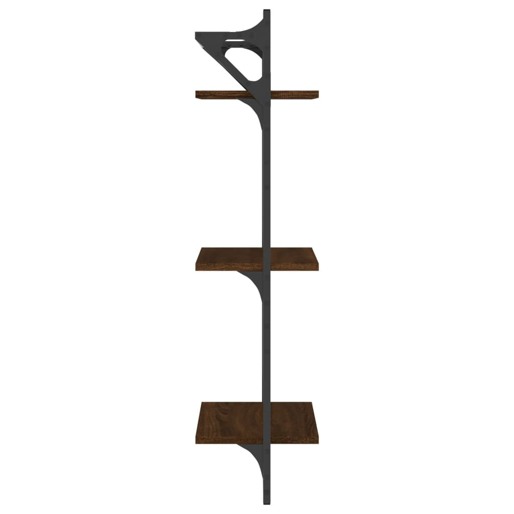 Wandschappen 3-laags met stangen 2 st 30x25x100 cm bruineiken is nu te koop bij PeponiXL, paradijselijk wonen!