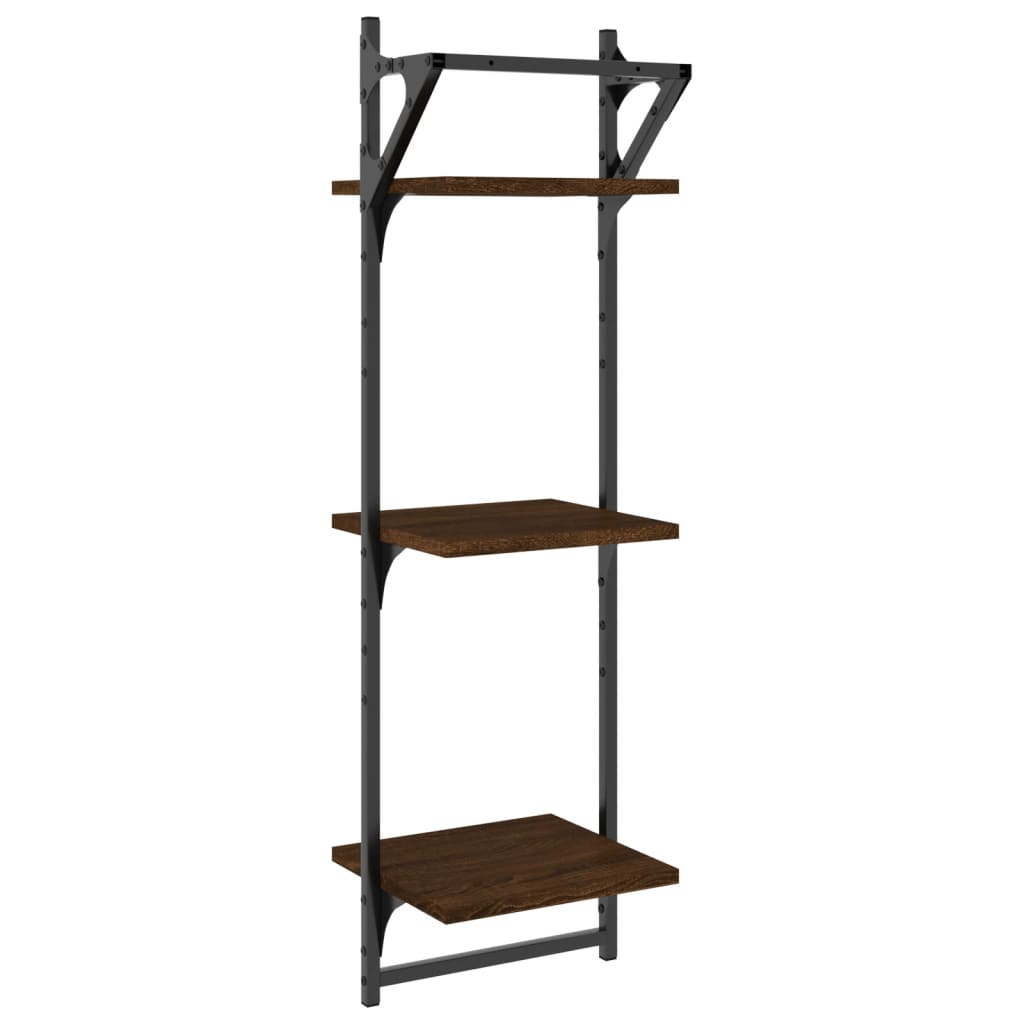 Wandschappen 3-laags met stangen 2 st 30x25x100 cm bruineiken is nu te koop bij PeponiXL, paradijselijk wonen!
