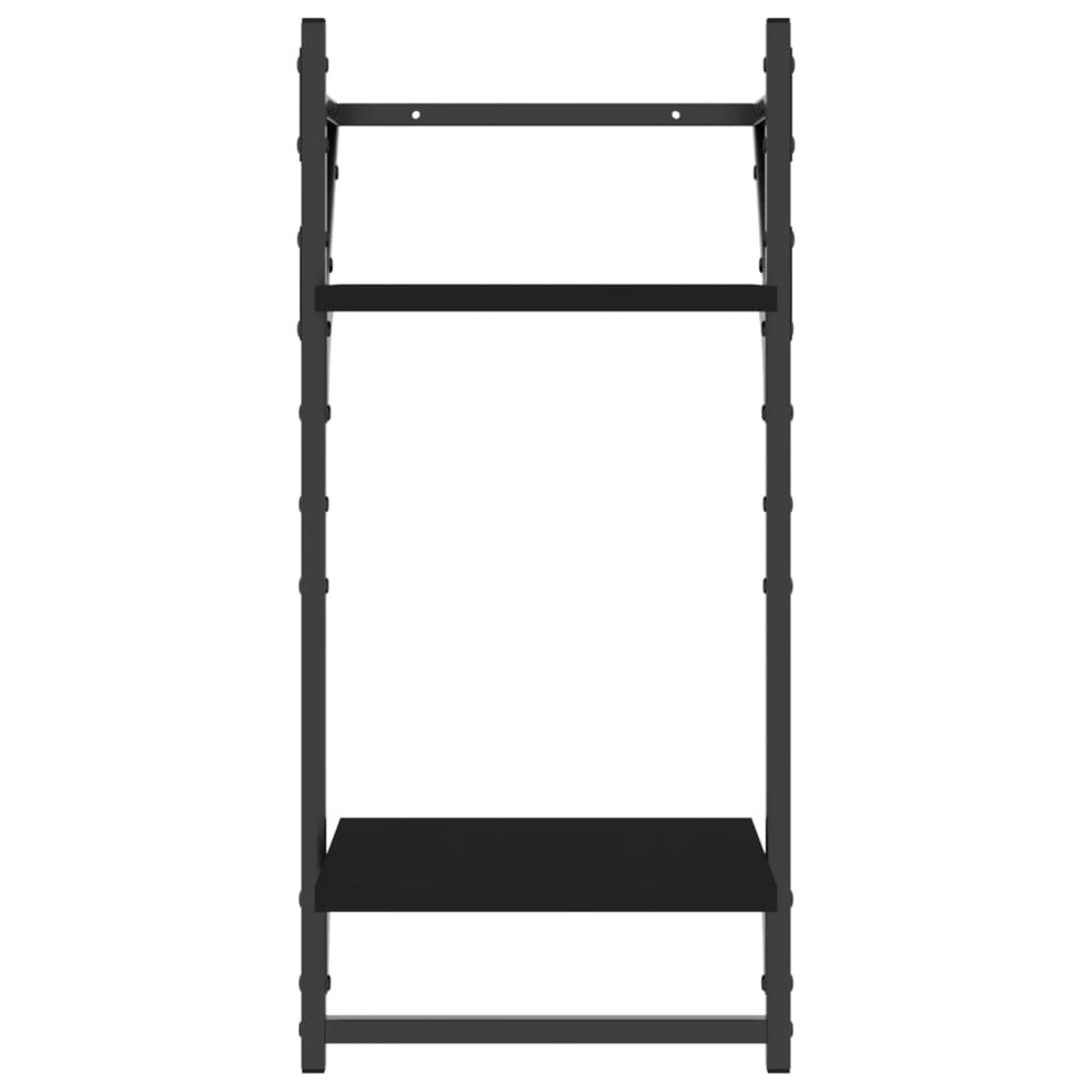 4-delige Wandschappenset met stangen bewerkt hout zwart is nu te koop bij PeponiXL, paradijselijk wonen!