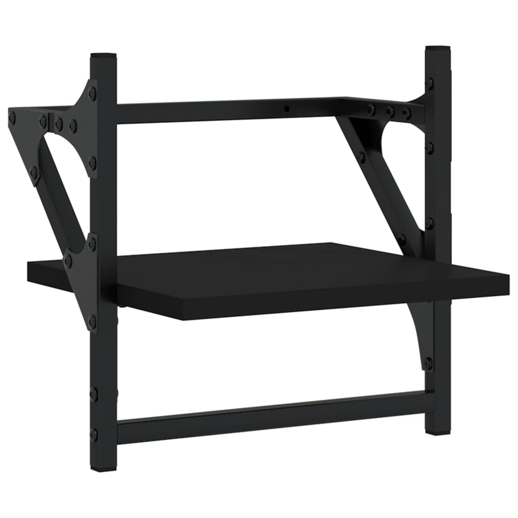 4-delige Wandschappenset met stangen bewerkt hout zwart is nu te koop bij PeponiXL, paradijselijk wonen!