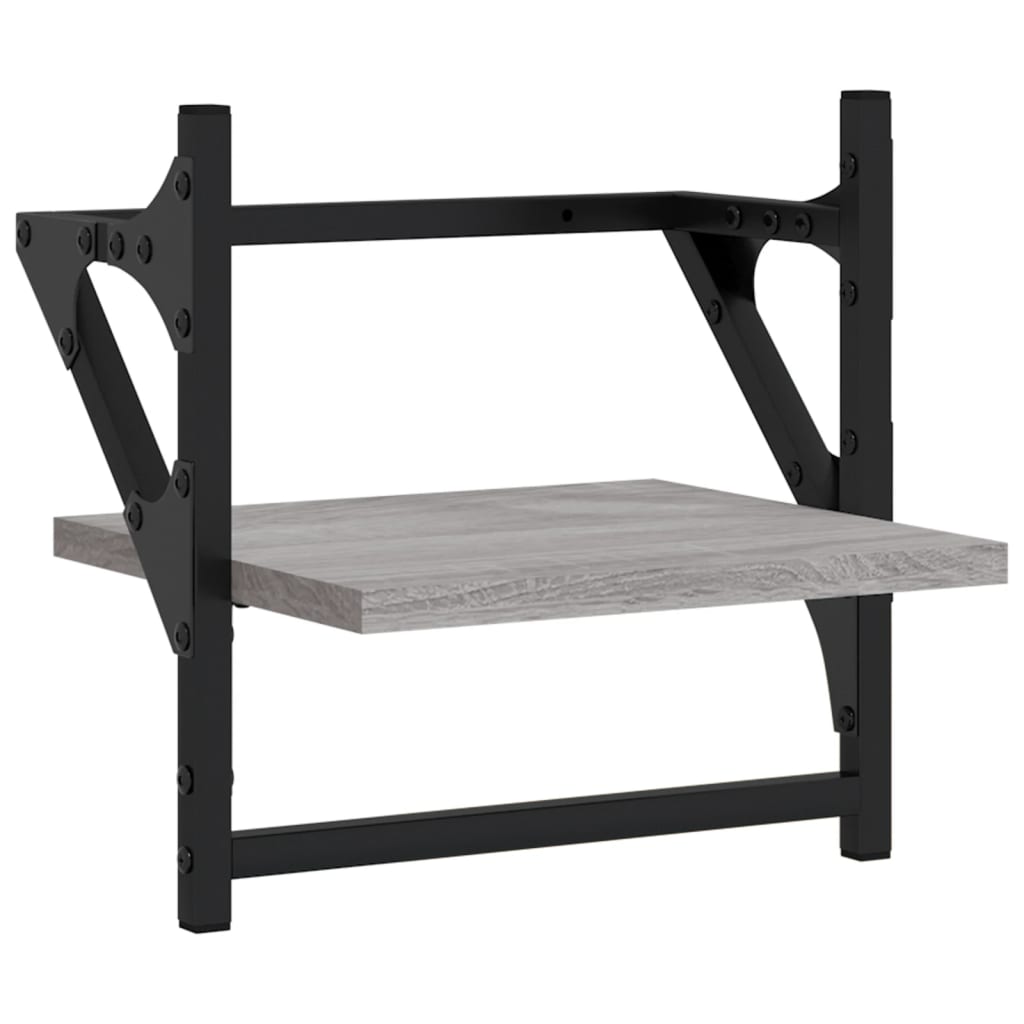 4-delige Wandschappenset met stangen bewerkt hout grijs sonoma is nu te koop bij PeponiXL, paradijselijk wonen!