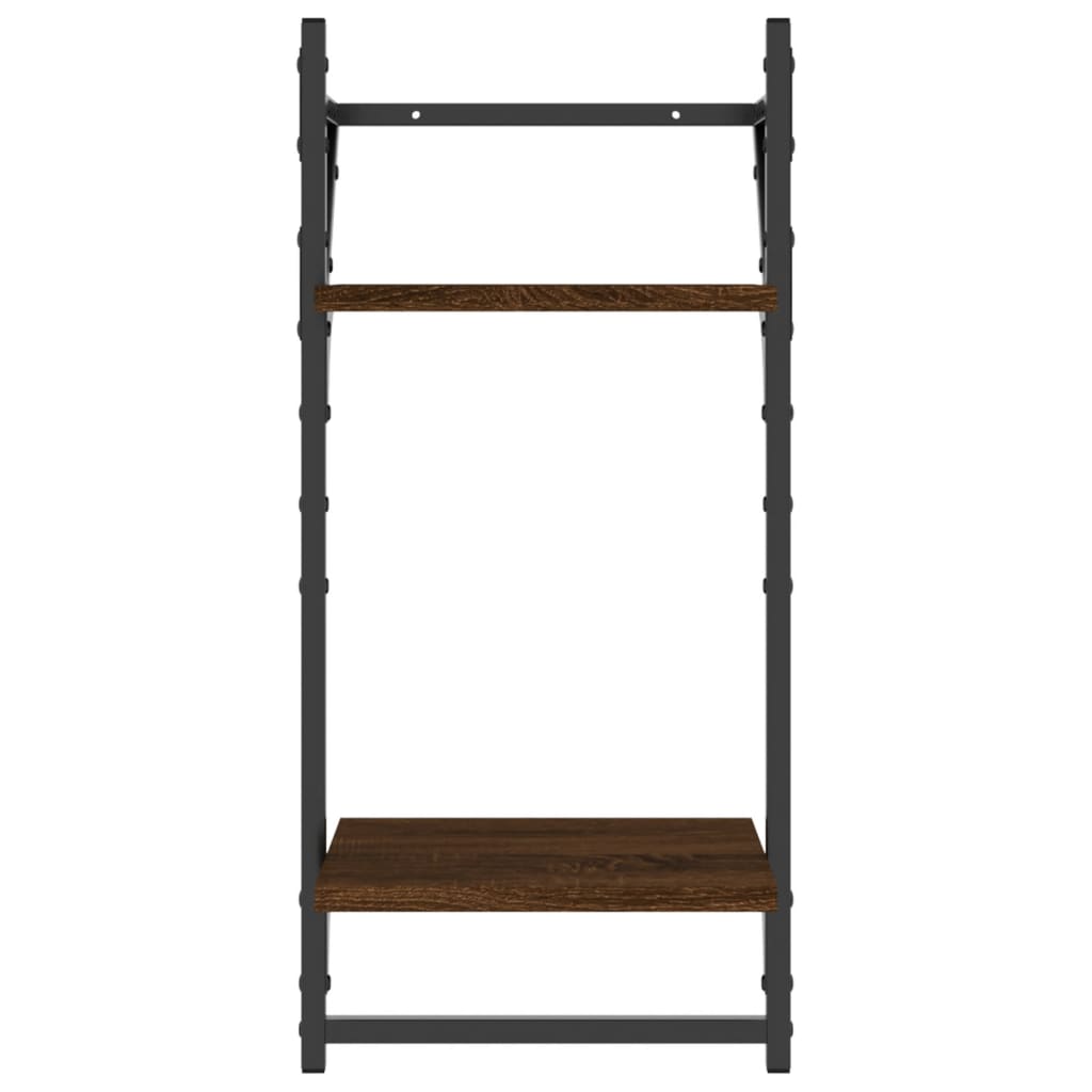 4-delige Wandschappenset met stangen bewerkt hout bruineiken is nu te koop bij PeponiXL, paradijselijk wonen!