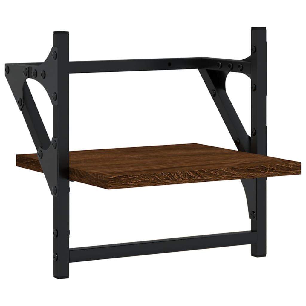 4-delige Wandschappenset met stangen bewerkt hout bruineiken is nu te koop bij PeponiXL, paradijselijk wonen!