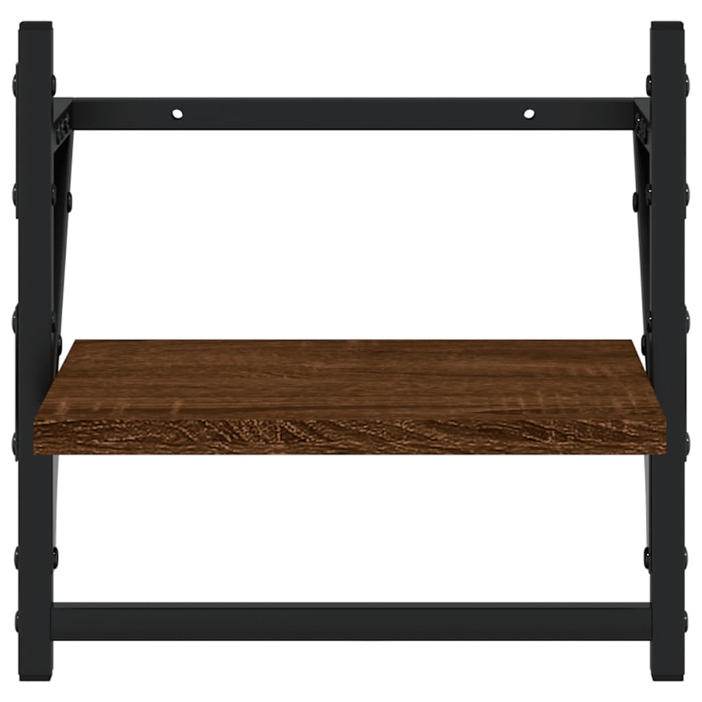 4-delige Wandschappenset met stangen bewerkt hout bruineiken is nu te koop bij PeponiXL, paradijselijk wonen!