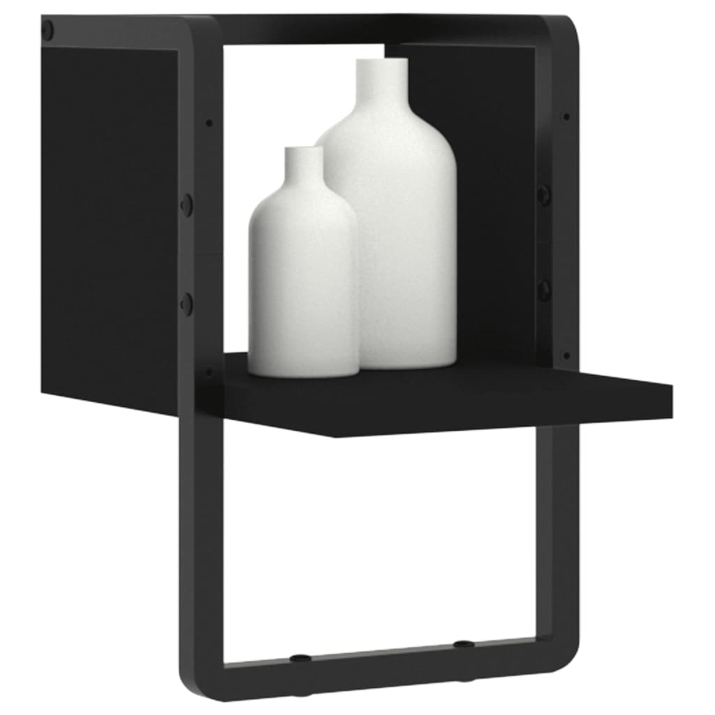 Wandschap met stang 20x25x30 cm zwart is nu te koop bij PeponiXL, paradijselijk wonen!