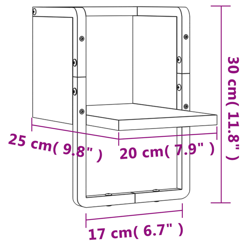 Wandschap met stang 20x25x30 cm zwart is nu te koop bij PeponiXL, paradijselijk wonen!
