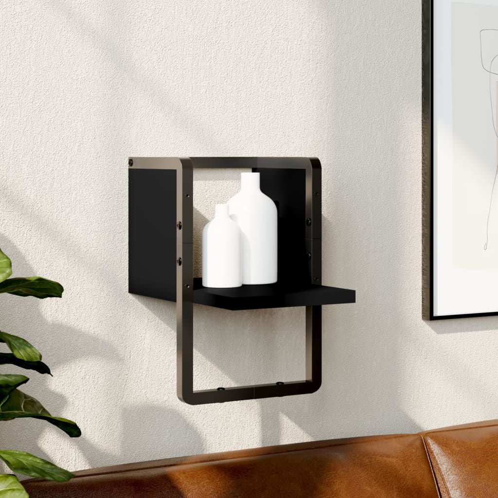 Wandschap met stang 20x25x30 cm zwart is nu te koop bij PeponiXL, paradijselijk wonen!