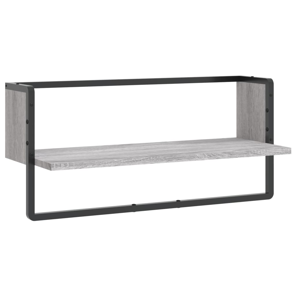 Wandschap met stang 65x25x30 cm grijs sonoma eikenkleurig is nu te koop bij PeponiXL, paradijselijk wonen!