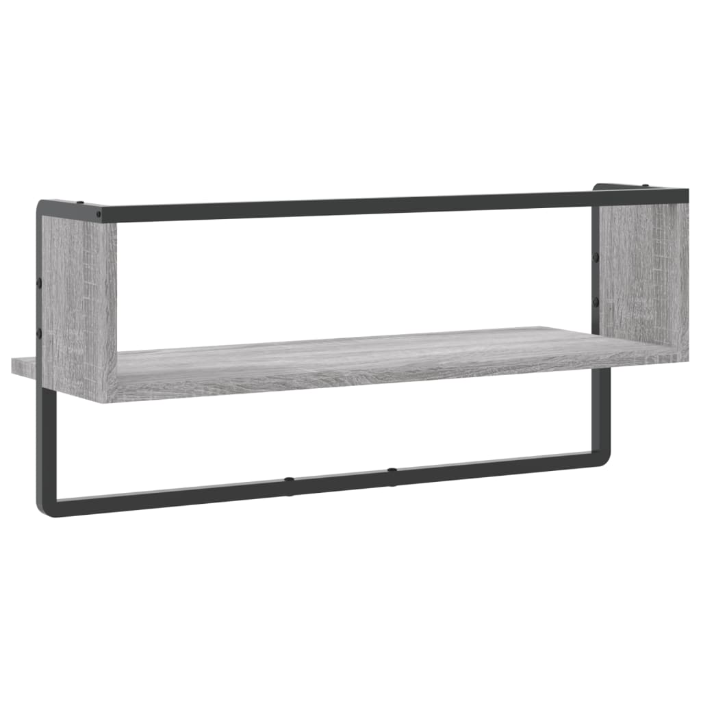 Wandschap met stang 65x25x30 cm grijs sonoma eikenkleurig is nu te koop bij PeponiXL, paradijselijk wonen!