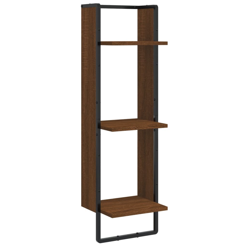 Wandrek 3-laags 30x25x100 cm bewerkt hout bruin eikenkleur is nu te koop bij PeponiXL, paradijselijk wonen!