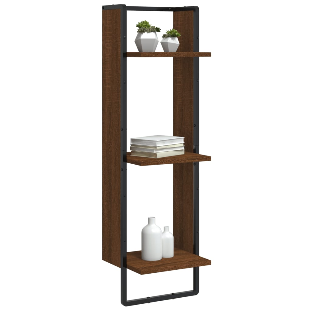 Wandrek 3-laags 30x25x100 cm bewerkt hout bruin eikenkleur is nu te koop bij PeponiXL, paradijselijk wonen!