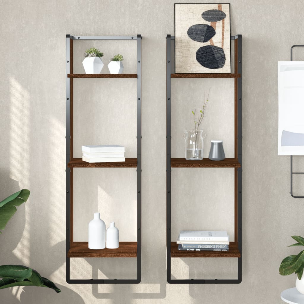 Wandrek 3-laags 30x25x100 cm bewerkt hout bruin eikenkleur is nu te koop bij PeponiXL, paradijselijk wonen!