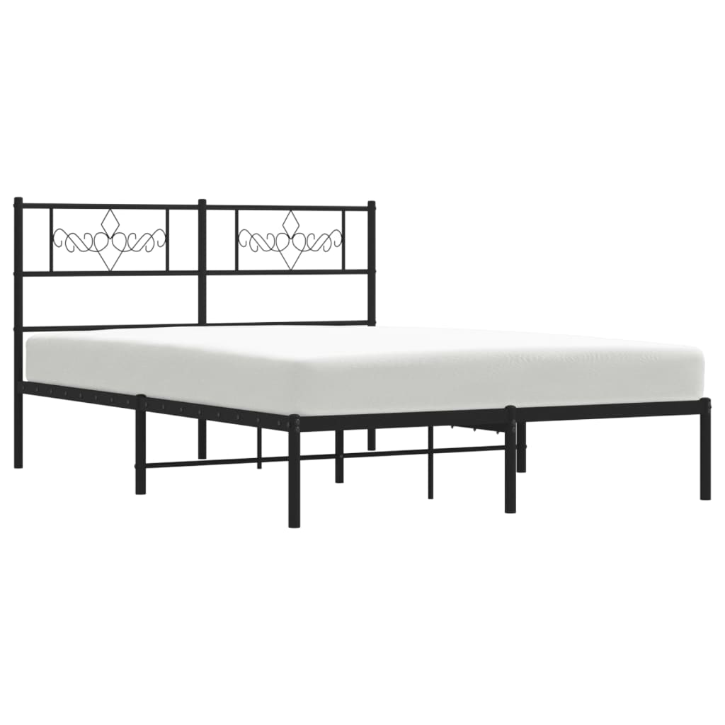 Bedframe met hoofdbord metaal zwart 140x190 cm is nu te koop bij PeponiXL, paradijselijk wonen!