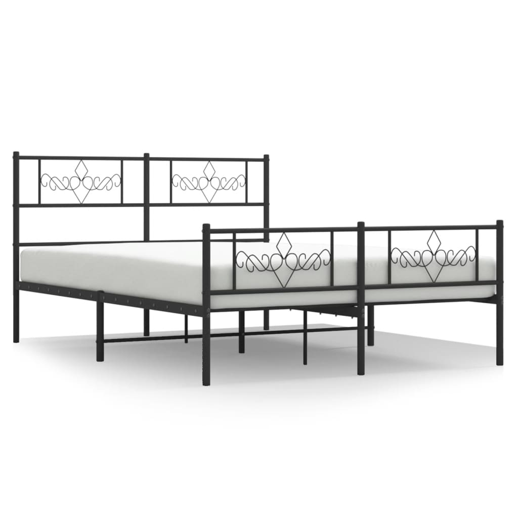 Bedframe met hoofd- en voeteneinde metaal zwart 140x190 cm is nu te koop bij PeponiXL, paradijselijk wonen!
