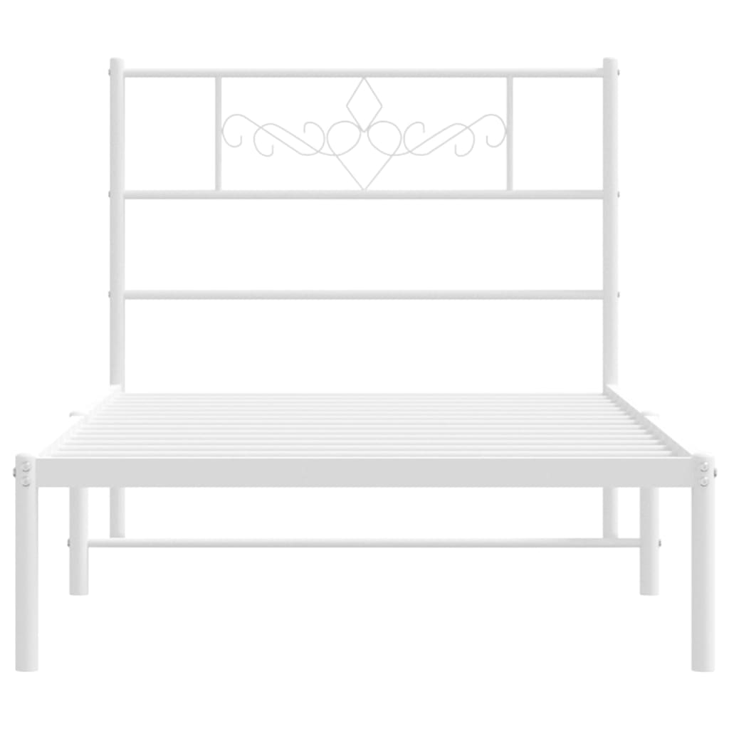 Bedframe met hoofdbord zonder matras metaal wit 75x190 cm is nu te koop bij PeponiXL, paradijselijk wonen!