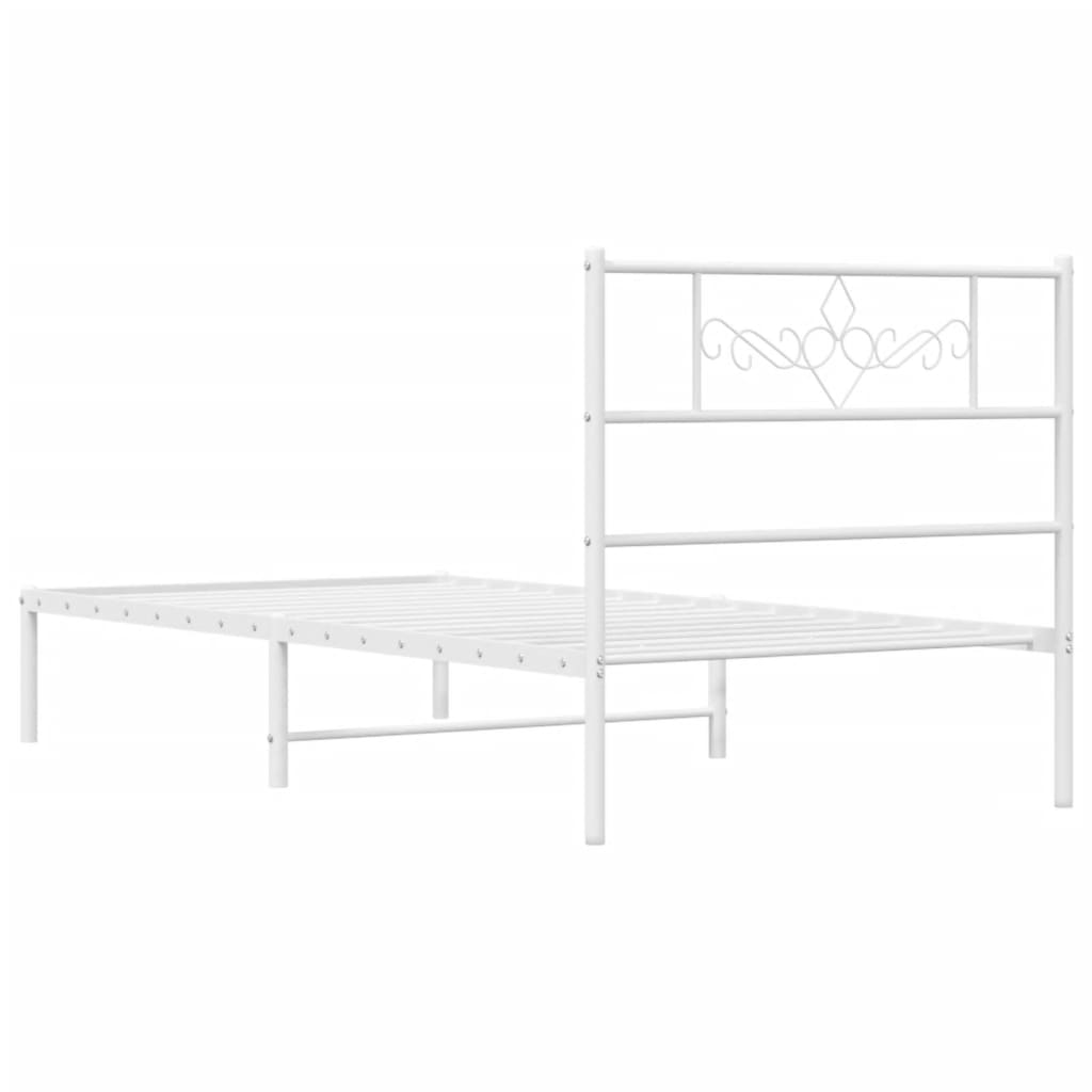 Bedframe met hoofdbord zonder matras metaal wit 75x190 cm is nu te koop bij PeponiXL, paradijselijk wonen!