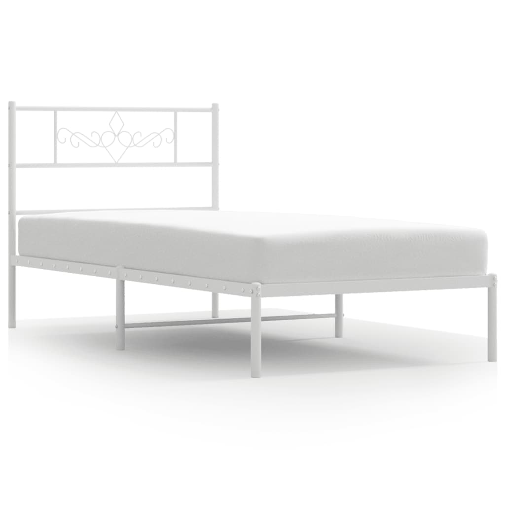Bedframe met hoofdbord metaal wit 80x200 cm is nu te koop bij PeponiXL, paradijselijk wonen!